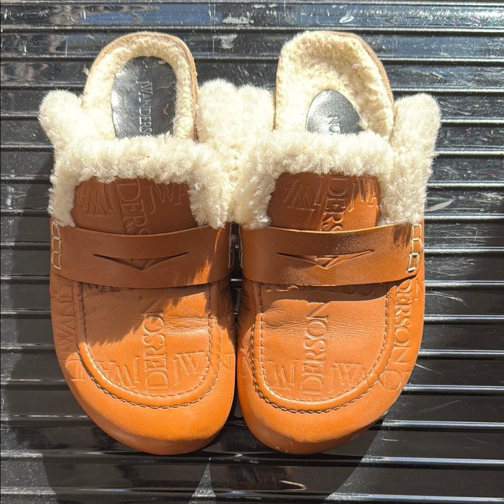 JW Anderson Tan Shearling Clogs